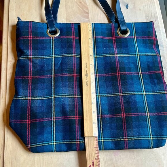 Talbots tote bag, in a tartan plaid patten with leather trim - Picture 14 of 16